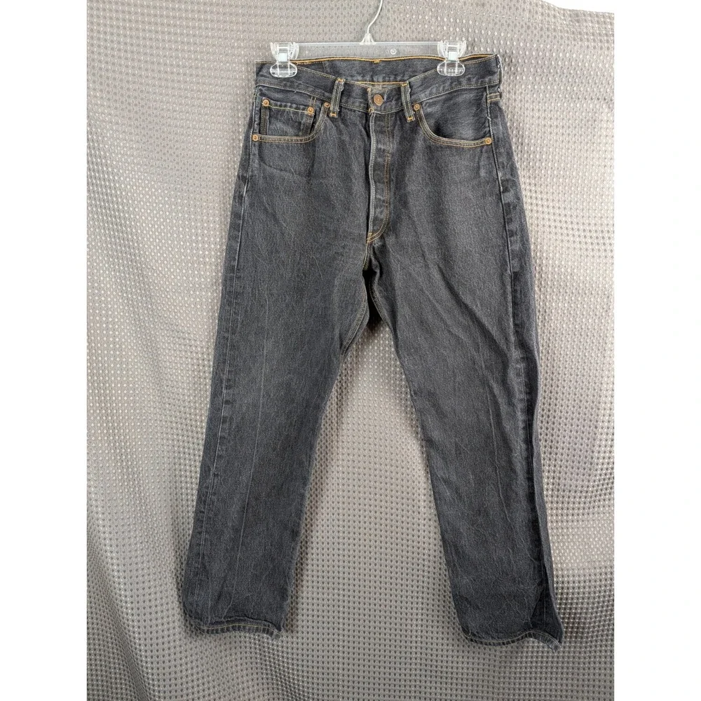 Levis 501XX Button Fly Jeans Mens 33x32 Faded Black Straight Fit Made in Mexico